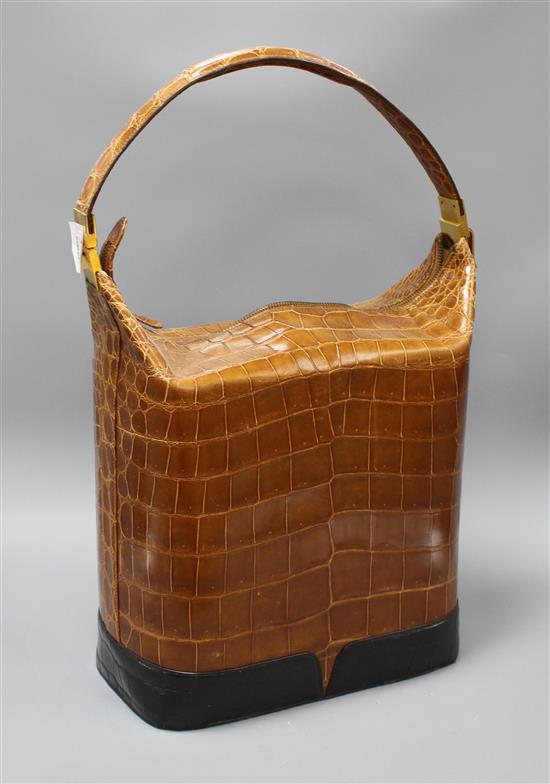 A Michel Adolphe simulated crocodile handbag, overall height 54cm